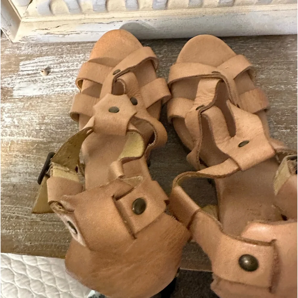 Bed|stu shoes Cobbler series Leather Block heel platform size 8.5 B Made new - Picture 4 of 8